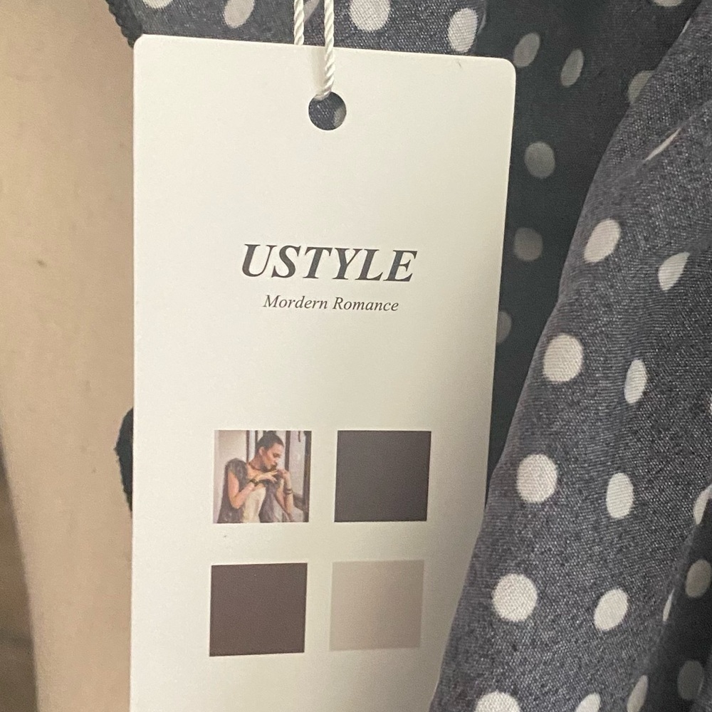 NWT-USTYLE-BLACK WITH WHITE POLKA DOT DRESS-SIZE MEDIUM - Picture 10 of 10